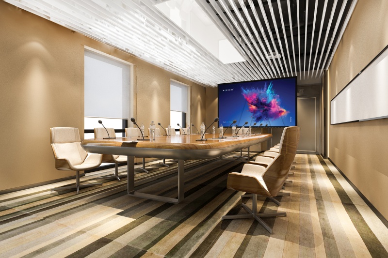 Duża sala konferencyjna stół krzesła duży tv